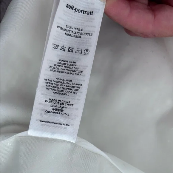 Self-Portrait Cream off white Metallic Boucle Mini Jacket Dress Size UK 10 US 6 - Picture 14 of 16